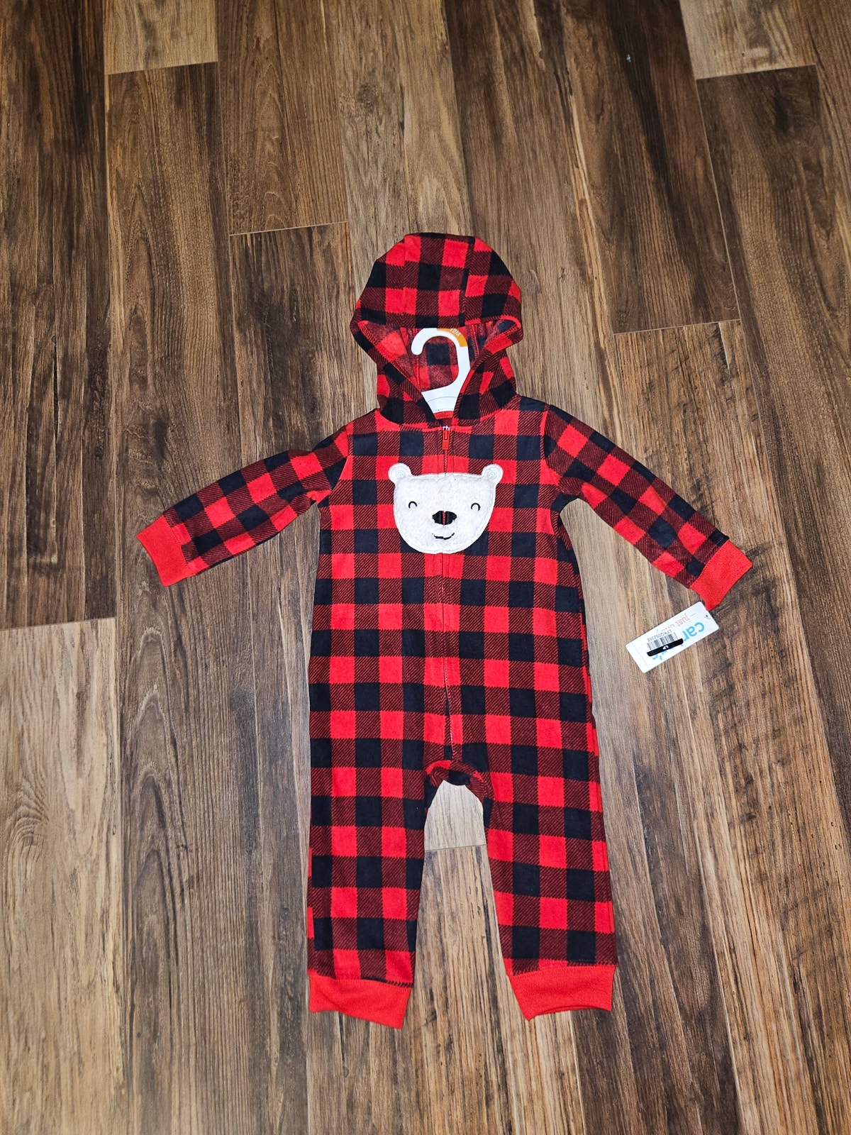 Carter's Just One You Boy's Red Fleece Polar Bear Sleep & Play. Size: 12m (Nwt)